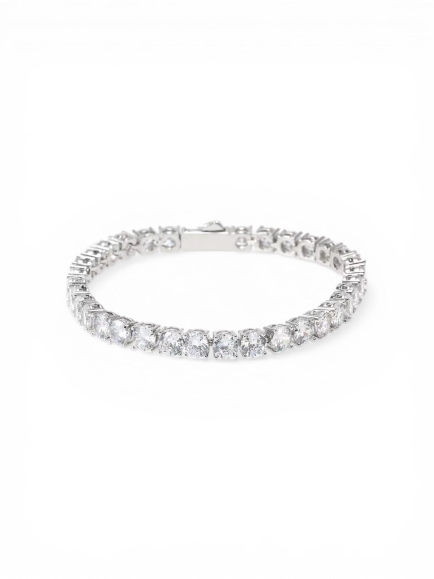 Classic Round Crystal Tennis Bracelet – Silver