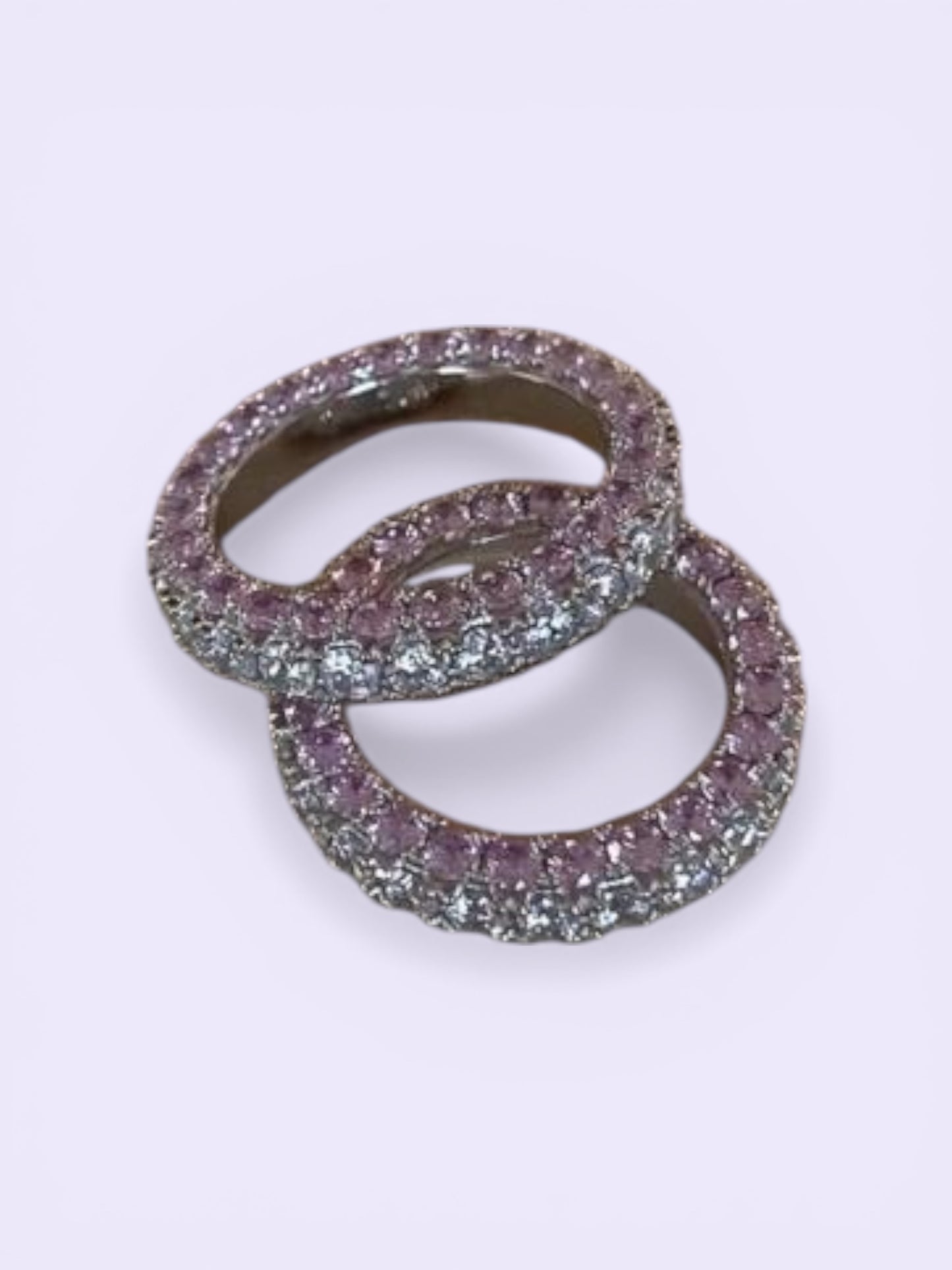 Double-Row Pink & White Crystal Eternity Ring – Silver