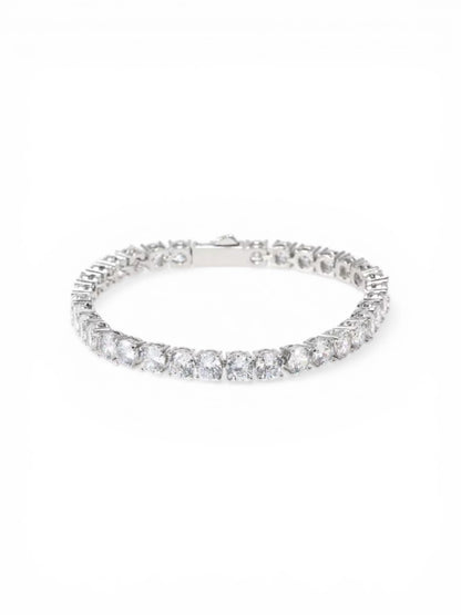 Classic Round Crystal Tennis Bracelet – Silver