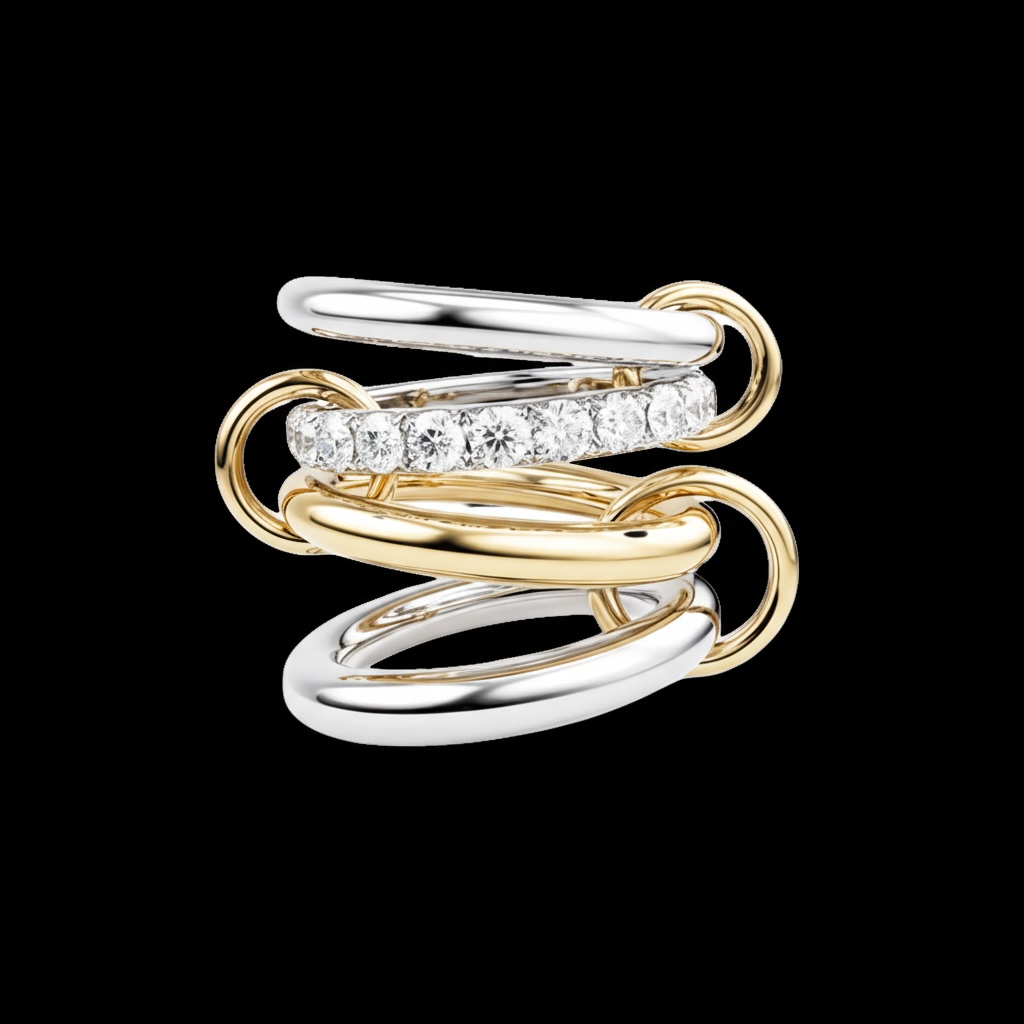 Linked Multi-Band Ring Set – Gold &amp; Silver Two-Tone | Size 7