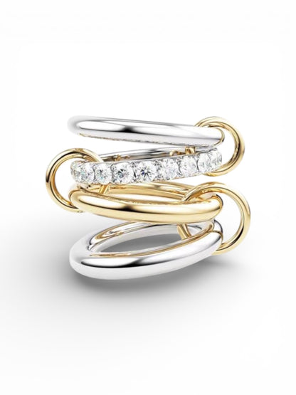 Linked Multi-Band Ring Set – Gold &amp; Silver Two-Tone | Size 7