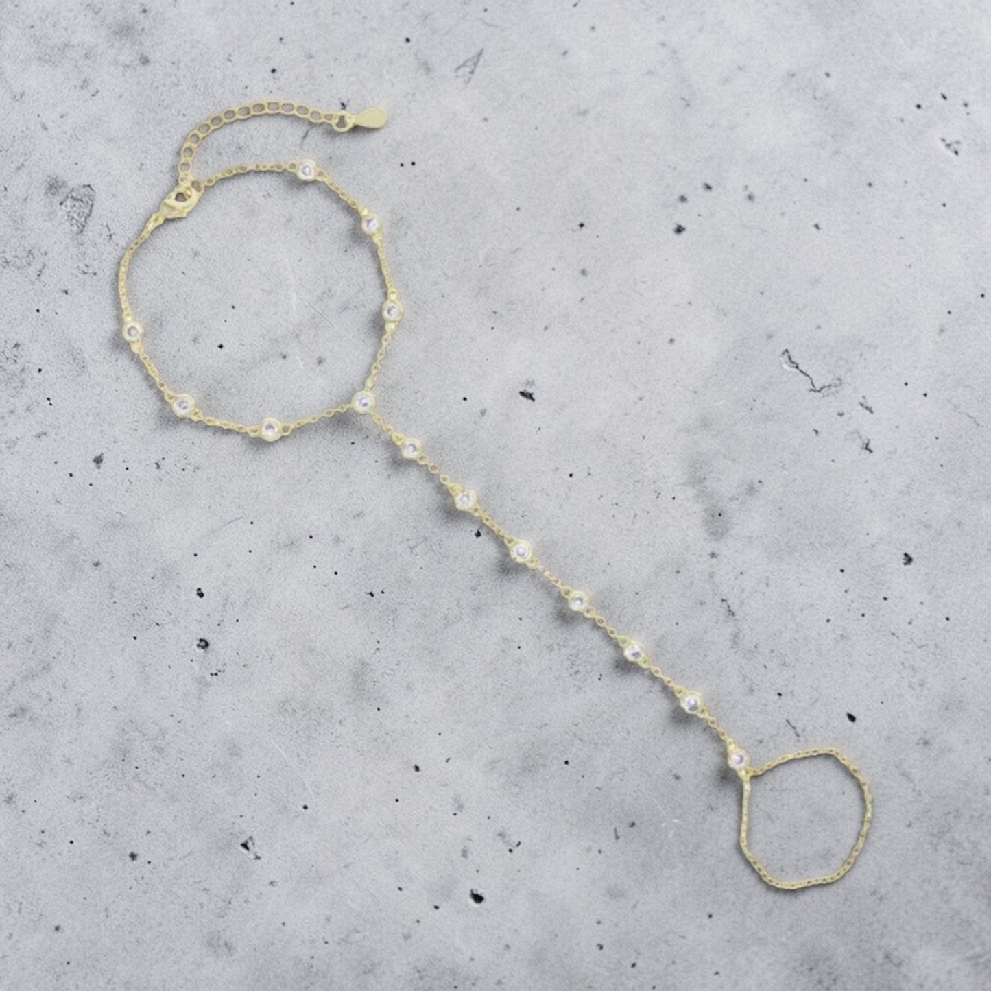 Crystal Chain Hand Bracelet – Gold