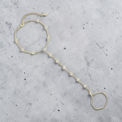 Crystal Chain Hand Bracelet – Gold