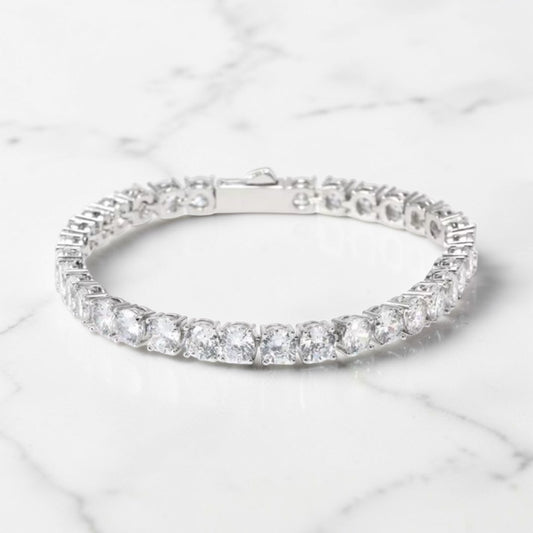 Classic Round Crystal Tennis Bracelet – Silver