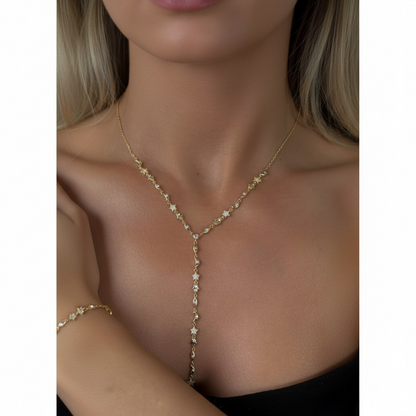 Crystal Star & Charm Lariat Y-Necklace – Gold