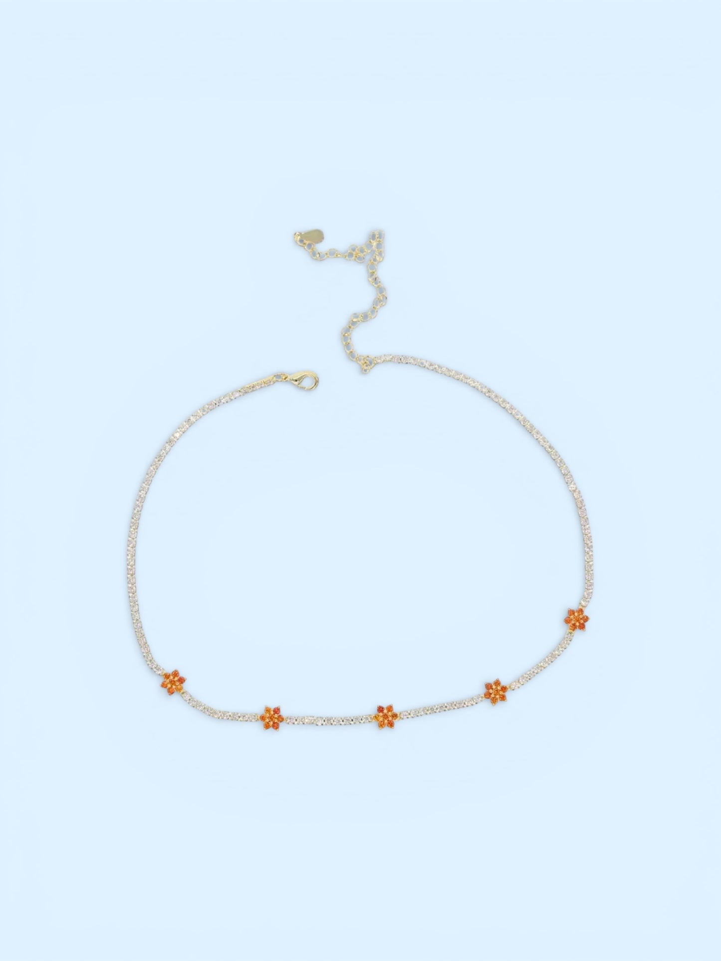 Orange Flower Tennis Choker Necklace – Gold