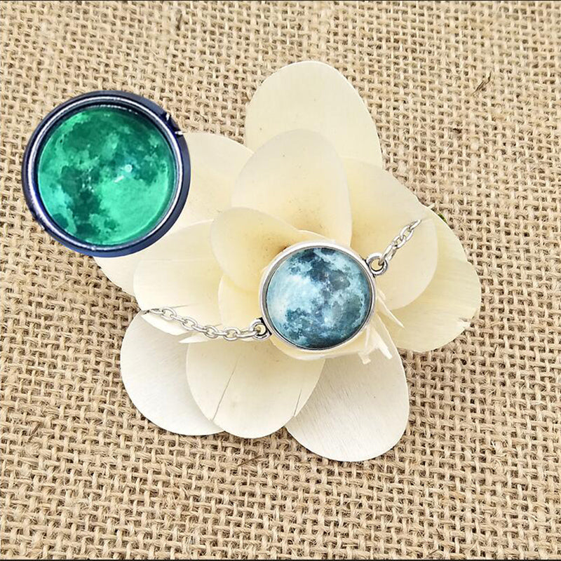 Luminous Star Series Planet Glass Charms Chain Bracelet